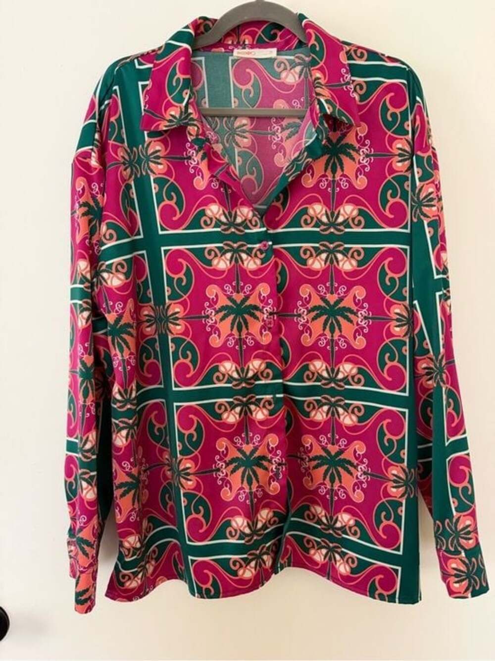 INTEMPO Pink & Teal Swirl Print Blouse